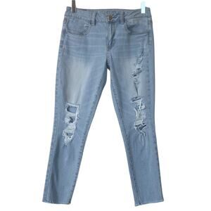 American Eagle AEO Women's Distressed Light Wash Crop Jegging Jeans Size 4